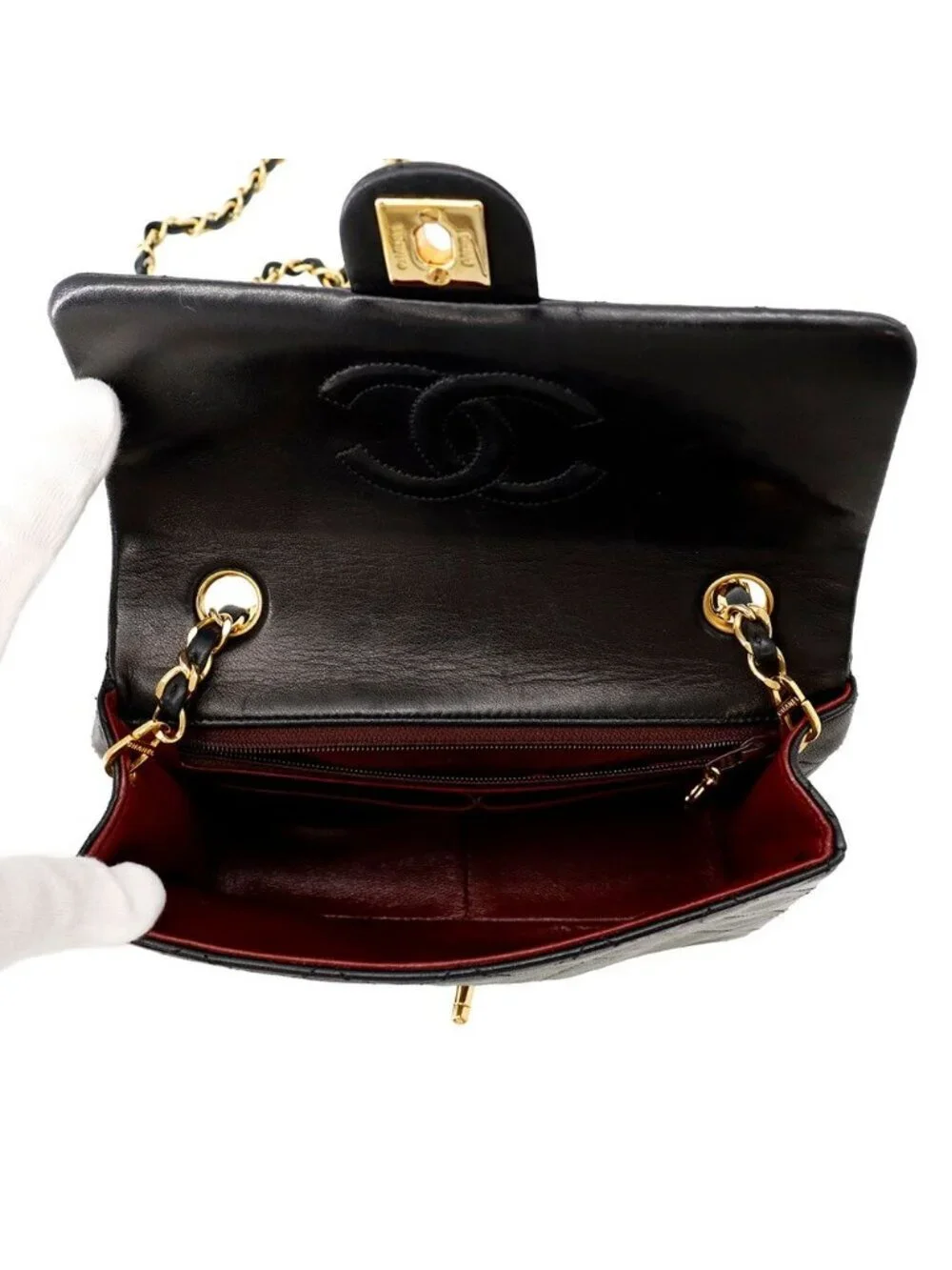Chanel Chain Shoulder Bag Quilted 20 CC Logo Lambskin Mini Black